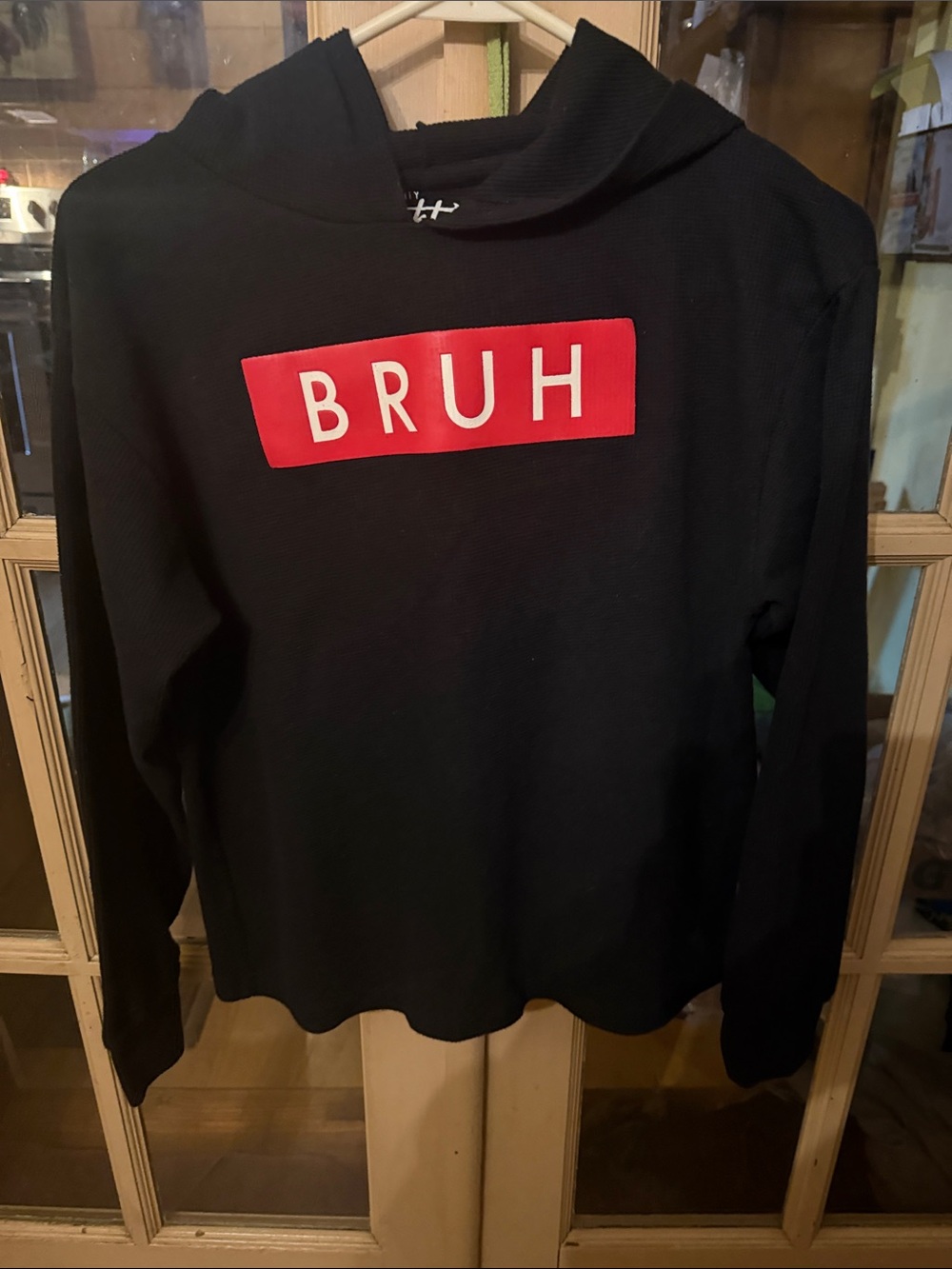Eighty Eight Kids Black Hoodie with Red BRUH Logo